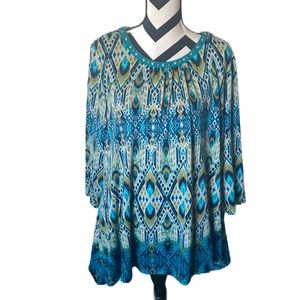 RIBY RED | PEACOCK 🦚 BLOUSE WITH LONGER SIDES | EMBELLISHMENTS AROUND NECK